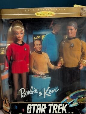 Barbie Star Trek Doll in Red Dress with Gold Accents